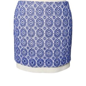 DVF Elley Lace Eyelet Mini Skirt | Periwinkle Blue & White | Size 6